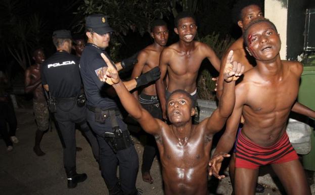 Inmigrantes llegados a Ceuta en esta semana.
