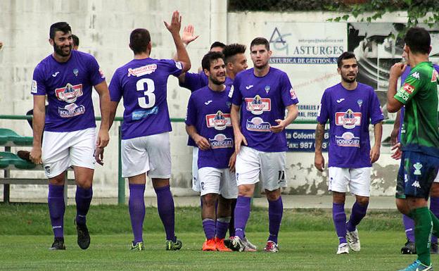 Los jugadores de La Bañeza celebran un gol./Peio García