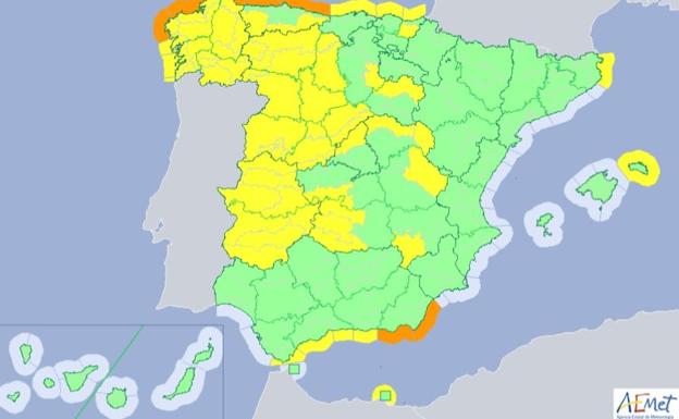 Imagen del mapa de alertas para este jueves./