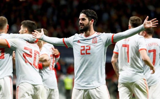 Isco celebra uno de sus tantos. /Efe