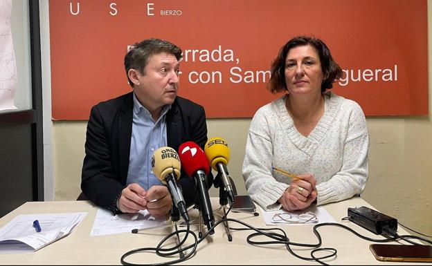 Los concejales de USE Bierzo, Samuel Folgueral y Cristina López.