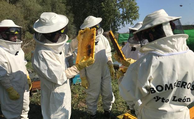 Bomberos de León durante el curso./
