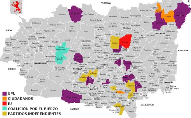 pueblos de leon mapa Solo 28 municipios se libran del bipartidismo, con 15 alcaldías 