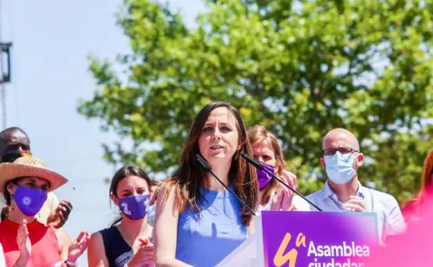 La nueva líder de Podemos, Ione Belarra, interviene tras ser elegida como secretaria general del partido /EP