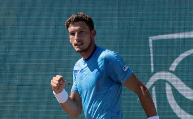 Carreño celebrando un punto en el torneo de Mallorca/efe