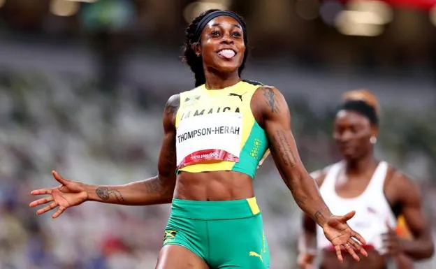 Elaine Thompson-Herah, tras imponerse en los 200. /Lucy Nicholson (Reuters)