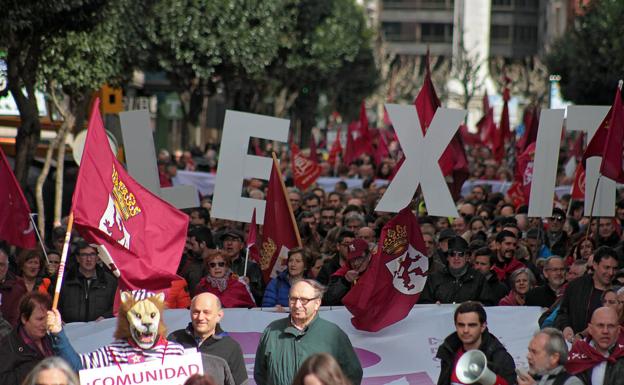 Protesta del 16 de febrero de 2020 en las calles de León. 