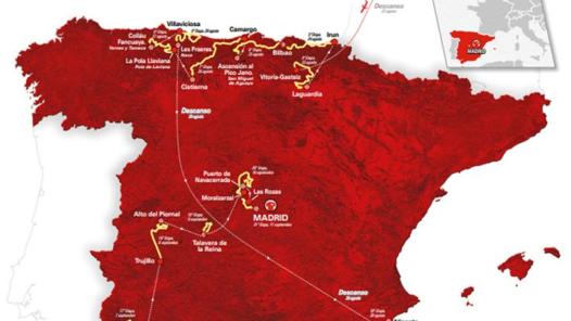 Un instante de la presentación de la Vuelta a España, que regresa a León, este jueves. En la imagen, el recorrido visto de forma parcial. /Efe