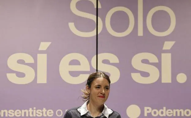 La ministra de Igualdad, Irene Monteor, en un acto de Podemos este domingo./EFE